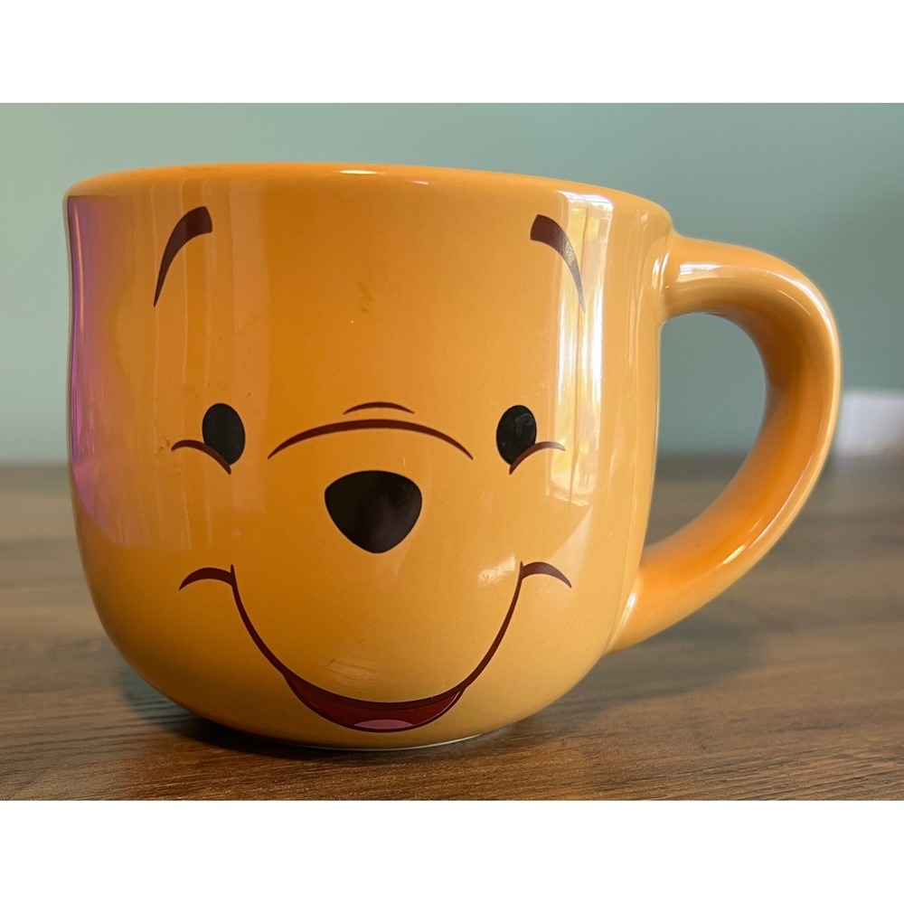 Disney Store Winnie the Pooh Coffee Mug Yellow Ceramic Character Face Cup 3.5in